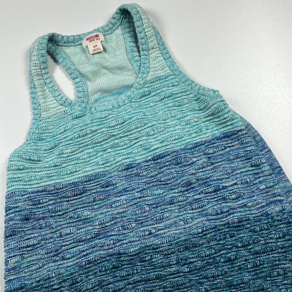 Mossimo Space Dye Knit Tank Size S Blue Ombre Racerback Beachy Festival Top